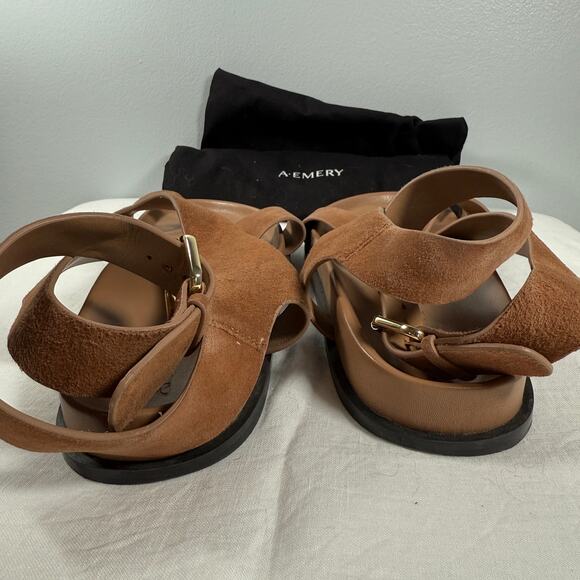A.Emery Jalen Suede and Leather Strappy Sandals Size 41 10 Brown - Picture 4 of 12